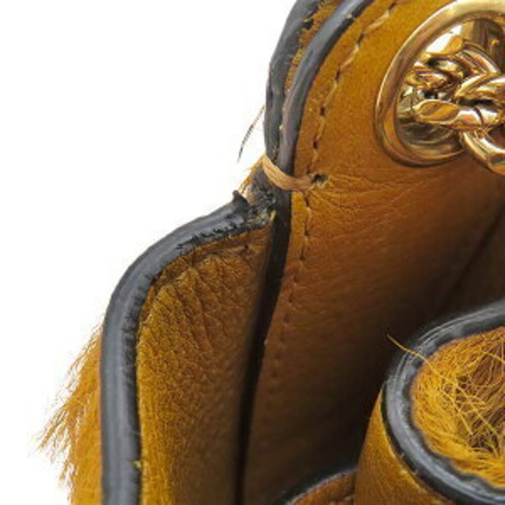 Chloe Long Hair Calf Harako Leather Amber Yellow Gala Bag Drawstring - Picture 7 of 9
